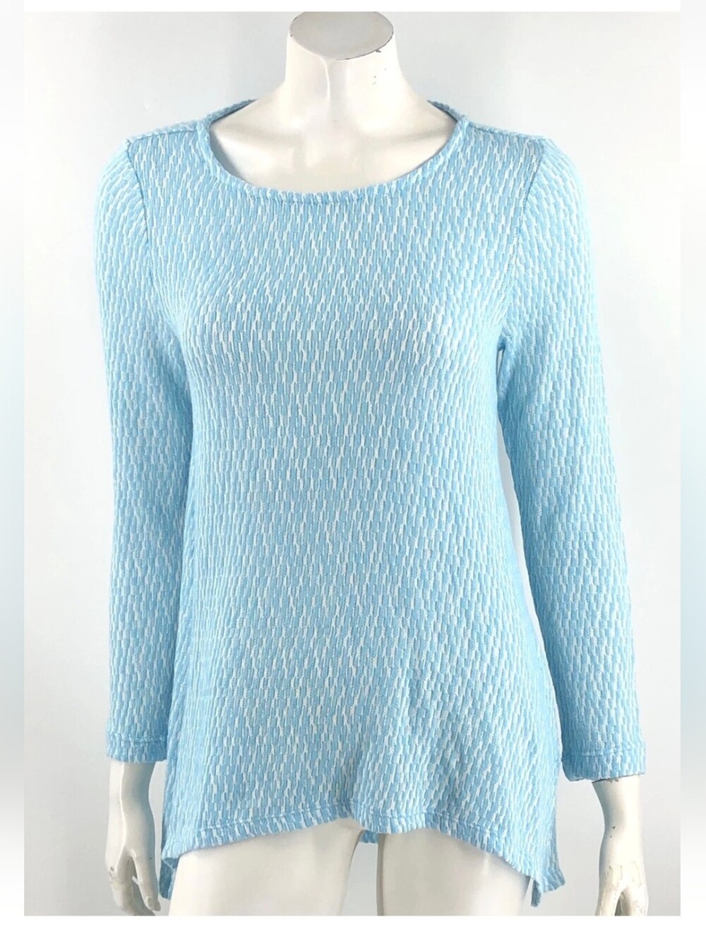 Chelsea & Theodore Light Blue Textured Long Sleeve Top